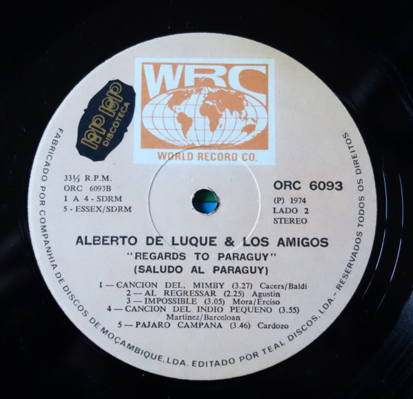Alberto De Luque Y Los Amigos - Regards To Paraguay (Saludo Al Paraguay) | World Record Co. (ORC 6093) - 4 Alberto De Luque Y Los Amigos - Regards To Paraguay (Saludo Al Paraguay) | World Record Co. (ORC 6093) - 4
