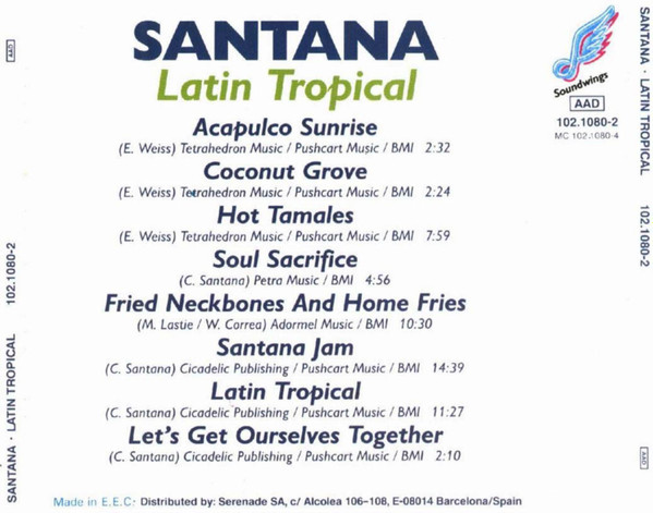 Santana - Latin Tropical | Soundwings (102.1080-2) - 2
