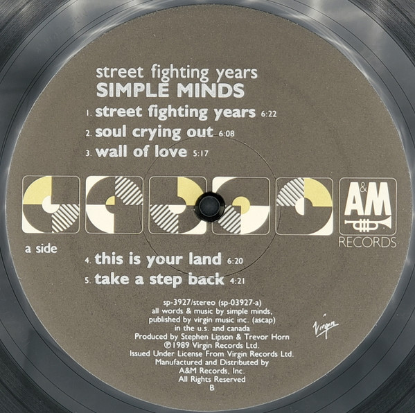 Simple Minds - Street Fighting Years | A&M Records (SP 3927) - 3 Simple Minds - Street Fighting Years | A&M Records (SP 3927) - 3