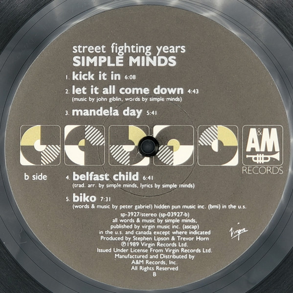 Simple Minds - Street Fighting Years | A&M Records (SP 3927) - 4 Simple Minds - Street Fighting Years | A&M Records (SP 3927) - 4