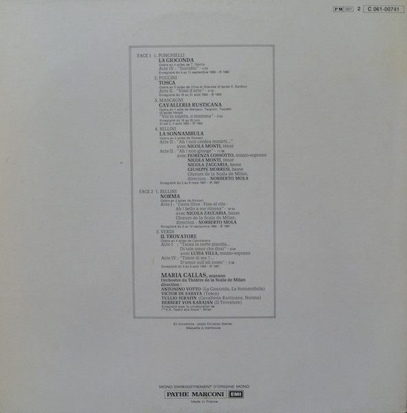 Maria Callas - L'Incomparabile Callas : La Gioconda / Tosca / Cavalleria Rusticana / La Sonnambula / Norma / Il Trovatore | La Voix De Son Maître (2C 061-00741) - 4 Maria Callas - L'Incomparabile Callas : La Gioconda / Tosca / Cavalleria Rusticana / La Sonnambula / Norma / Il Trovatore | La Voix De Son Maître (2C 061-00741) - 4