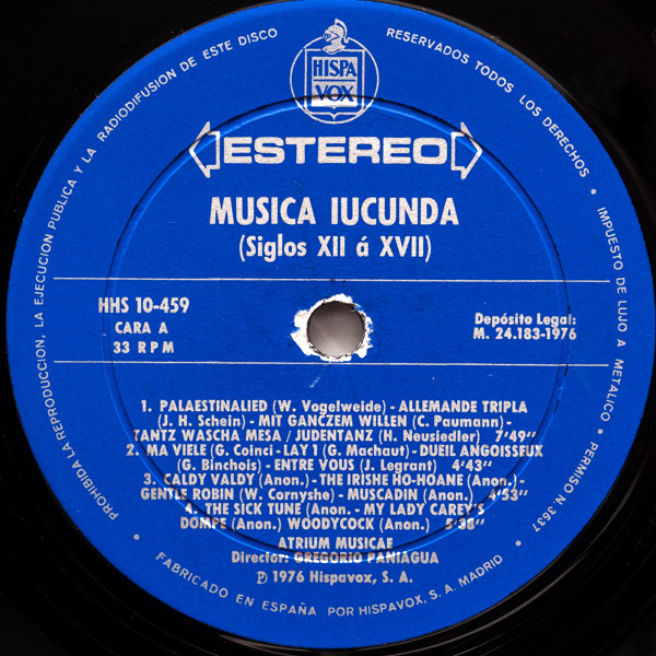 Atrium Musicae De Madrid - Musica Iucunda | Hispavox (HHS 10-459) - 3 Atrium Musicae De Madrid - Musica Iucunda | Hispavox (HHS 10-459) - 3
