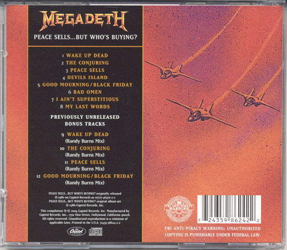 Megadeth - Peace Sells... But Who's Buying? | Capitol Records (72435-98624-2-2) - 2