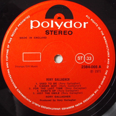Rory Gallagher - Rory Gallagher | Polydor (2384 066) - 3 Rory Gallagher - Rory Gallagher | Polydor (2384 066) - 3