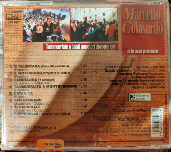Marcello Colasurdo - Tammurriate E Canti Popolari Devozionali | Phonotype Record (CD 0361) - 2 Marcello Colasurdo - Tammurriate E Canti Popolari Devozionali | Phonotype Record (CD 0361) - 2
