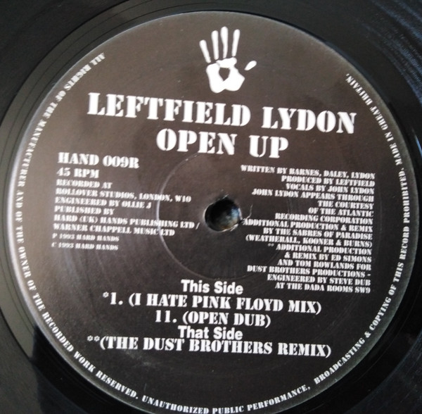 Leftfield , John Lydon - Open Up | Hard Hands (HAND 009R)