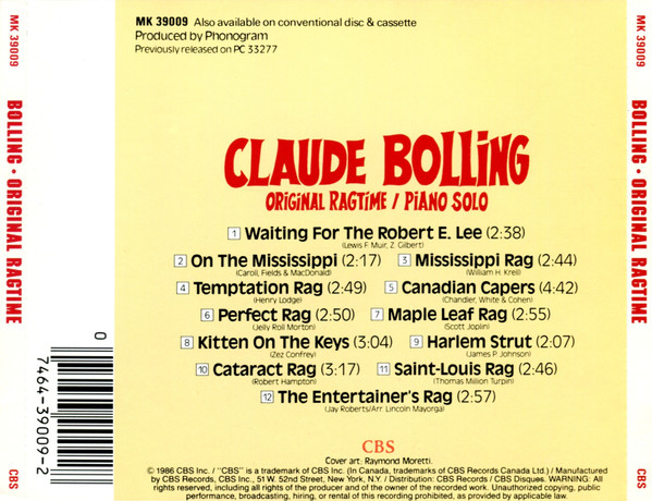 Claude Bolling - Original Ragtime (Piano Solo) | CBS (MK 39009) - 2