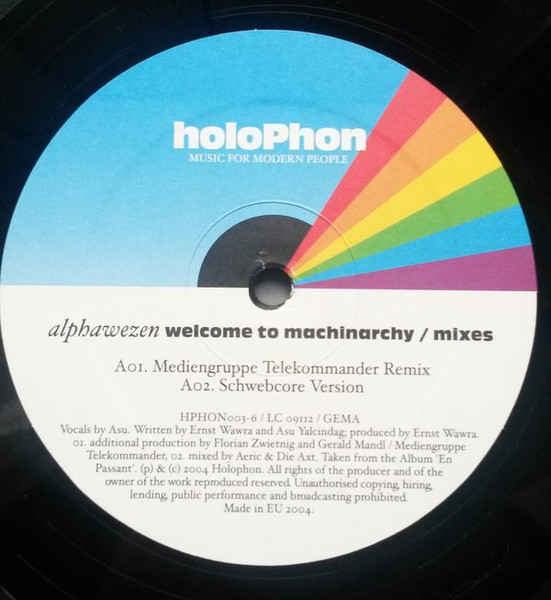 Alphawezen - Welcome To Machinarchy (Mixes) | Holophon (HPHON003-6)