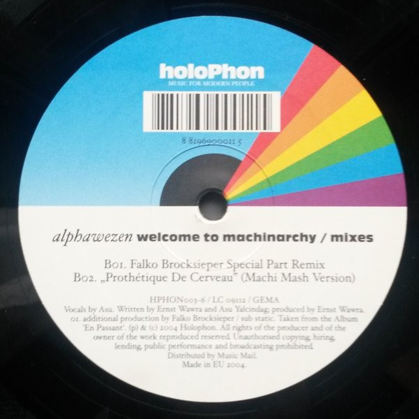 Alphawezen - Welcome To Machinarchy (Mixes) | Holophon (HPHON003-6) - 2