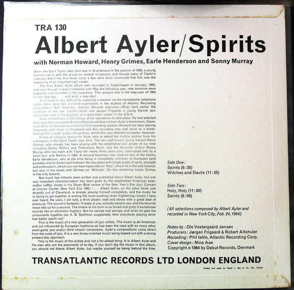 Albert Ayler - Spirits | Transatlantic Records (TRA 130) - 2 Albert Ayler - Spirits | Transatlantic Records (TRA 130) - 2