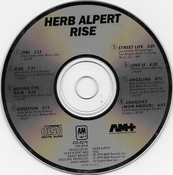 Herb Alpert - Rise | A&M Records (CD-3274) - 4