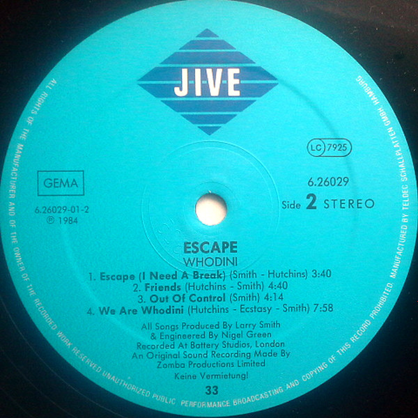 Whodini - Escape | Jive (6.26029 BL) - 4