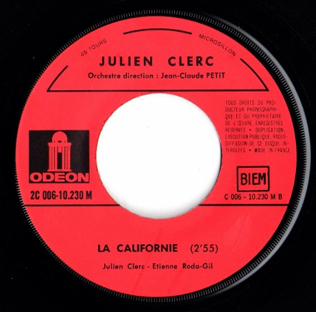 Julien Clerc - Si Tu Reviens / La Californie | Odeon (2 C006-10230 M) - 4
