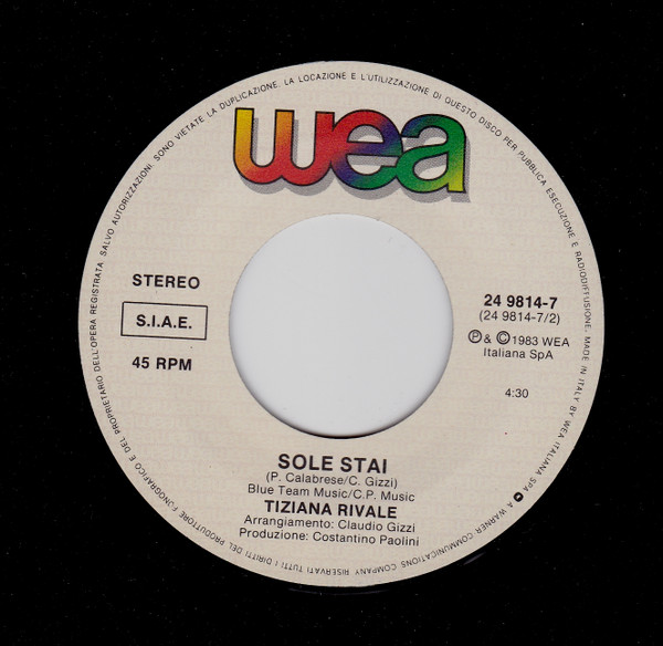 Tiziana Rivale - L'Amore Va | WEA (24 9814-7) - 4