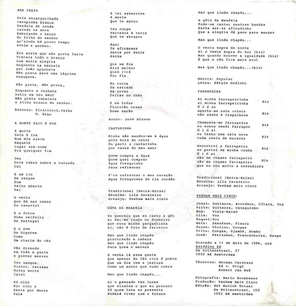 Venham Mais Cinco - Mae Preta | Het Muziek Totaal (860511 V 5) - 2 Venham Mais Cinco - Mae Preta | Het Muziek Totaal (860511 V 5) - 2