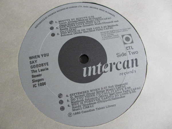 Laurie Bower Singers - When You Say Goodbye | Intercan Records (IC-1004) - 2 Laurie Bower Singers - When You Say Goodbye | Intercan Records (IC-1004) - 2