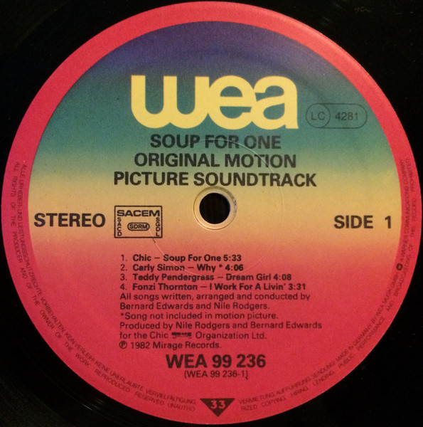 Various - Soup For One - Original Motion Picture Soundtrack | WEA (WEA 99 236) - 2 Various - Soup For One - Original Motion Picture Soundtrack | WEA (WEA 99 236) - 2