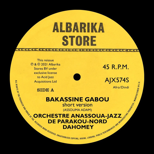 Orchestre Anassoa-Jazz De Parakou Dahomey - Bakassine Gabou / Moumouni Bassina Borou Fo | Acid Jazz (AJX574S) - main