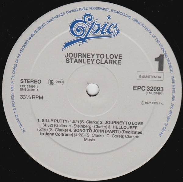 Stanley Clarke - Journey To Love | Epic (EPC 32093) - 3