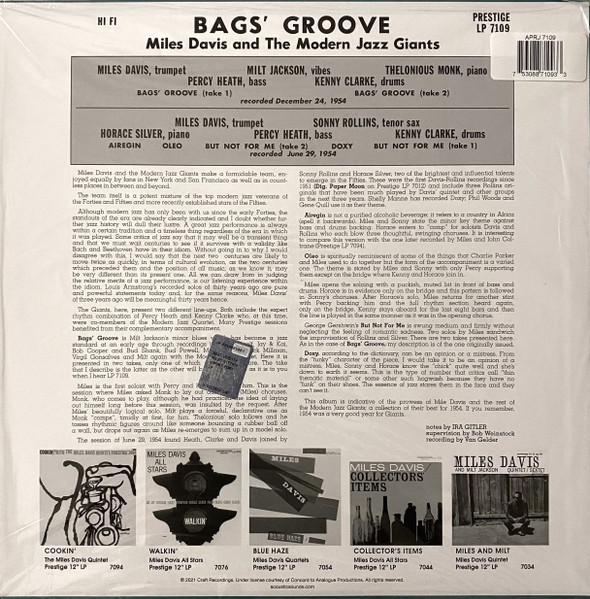 Miles Davis - Bags Groove | Analogue Productions (APRJ 7109) - 2