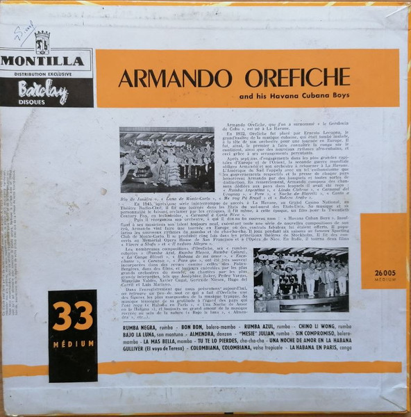Armando Orefiche And His Havana Cuban Boys - Armando Orefiche And His Havana Cuban Boys | Montilla (FM-58) - 2