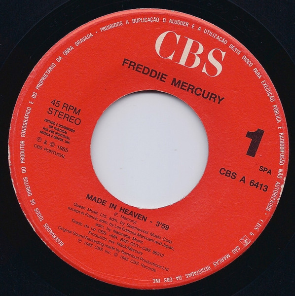 Freddie Mercury - Made In Heaven | CBS (A 6413) - 3