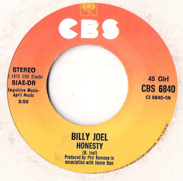 Billy Joel - Honesty • My Life | CBS (CBS 6840) - 3
