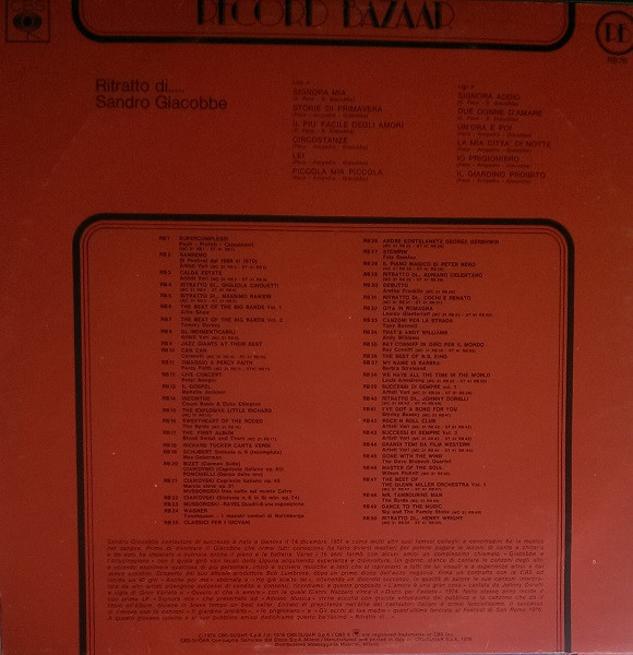 Sandro Giacobbe - Ritratto Di...Sandro Giacobbe | Record Bazaar (RB 76) - 2