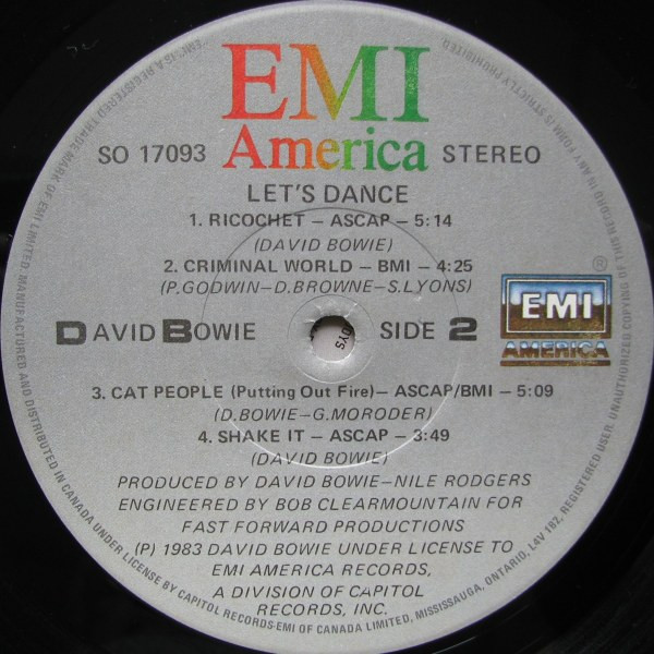 David Bowie - Let's Dance | EMI America (SO 17093) - 2 David Bowie - Let's Dance | EMI America (SO 17093) - 2