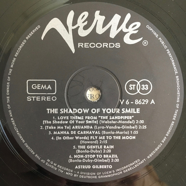 Astrud Gilberto - The Shadow Of Your Smile | Verve Records (V6-8629) - 2