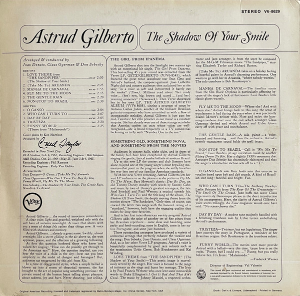 Astrud Gilberto - The Shadow Of Your Smile | Verve Records (V6-8629)