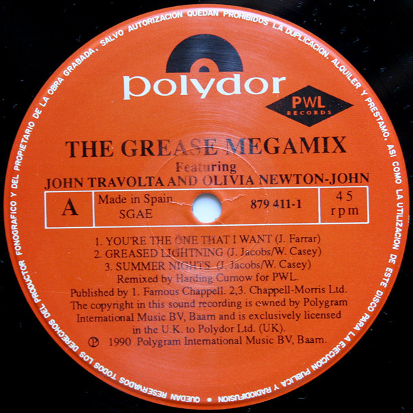 John Travolta & Olivia Newton-John - The Grease Megamix | Polydor (879 411-1) - 3