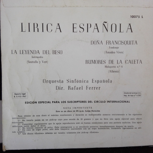 Orquesta Sinfónica Española , Dir Rafael Ferrer - Lirica Española | Orlador (10075 L) - 2