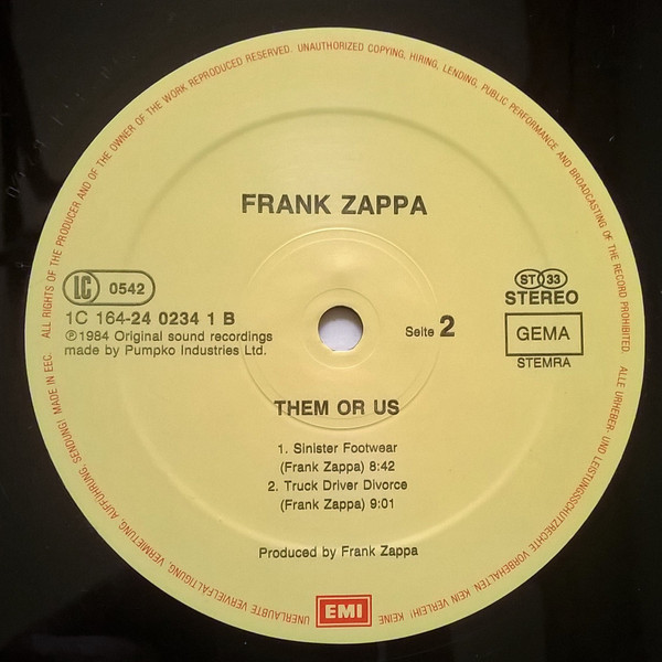 Frank Zappa - Them Or Us | EMI (1C 164 Y 24 0234 3) - 3