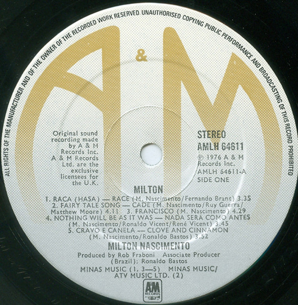 Milton Nascimento - Milton | A&M Records (AMLH 64611) - 3 Milton Nascimento - Milton | A&M Records (AMLH 64611) - 3
