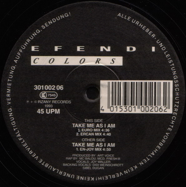 Efendi Colors - Take Me As I Am | Rzany Records (301 002 06) - 2 Efendi Colors - Take Me As I Am | Rzany Records (301 002 06) - 2