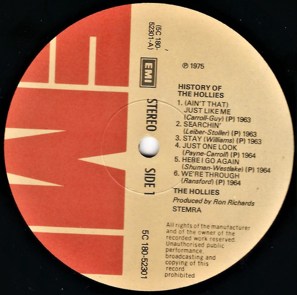The Hollies - The History Of The Hollies - 24 Genuine Top Thirty Hits | EMI (5C 180-52 301 2) - 3 The Hollies - The History Of The Hollies - 24 Genuine Top Thirty Hits | EMI (5C 180-52 301 2) - 3