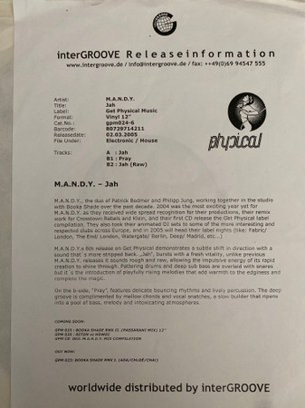 M.A.N.D.Y. - Jah | Get Physical Music (GPM 024) - 2