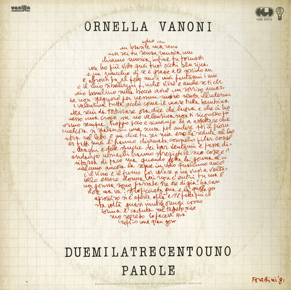 Ornella Vanoni - Duemilatrecentouno Parole | CGD (CGD 20272) - 4 Ornella Vanoni - Duemilatrecentouno Parole | CGD (CGD 20272) - 4