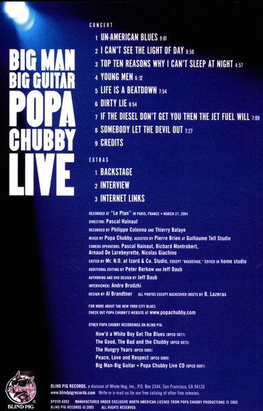 Popa Chubby - Big Man Big Guitar Popa Chubby Live | Blind Pig Records (BPDVD 6002) - 4