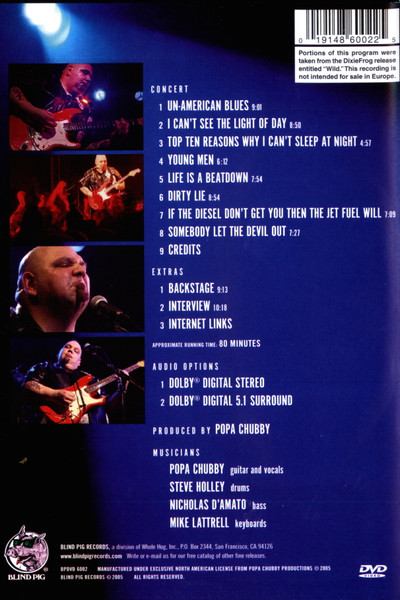 Popa Chubby - Big Man Big Guitar Popa Chubby Live | Blind Pig Records (BPDVD 6002) - 2