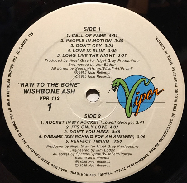 Wishbone Ash - Raw To The Bone [Vinyl] | Viper Records (VPR 113) - 3