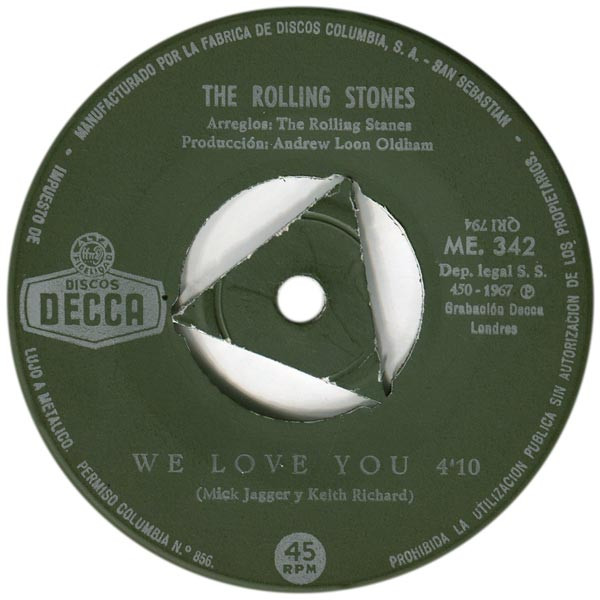 The Rolling Stones - We Love You / Dandelion - Vinilo 7" | Decca (ME 342) - 3