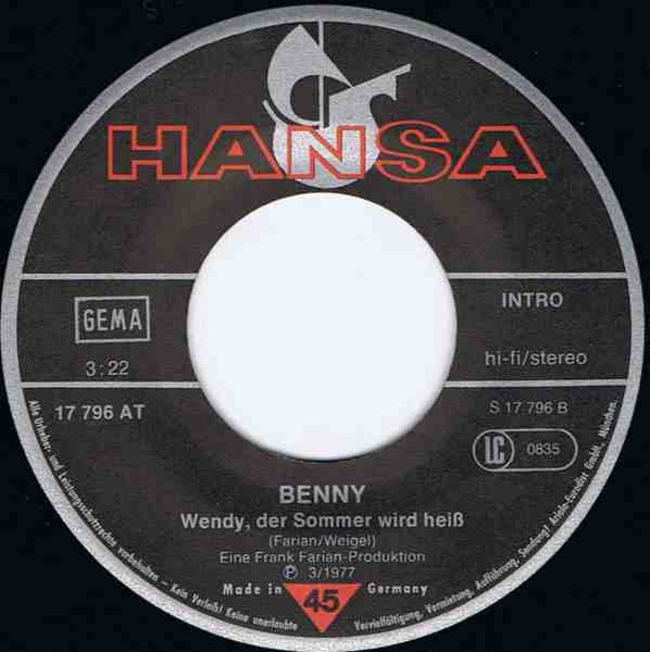 Benny - Oh Mary, Mary | Hansa (17 796 AT) - 3