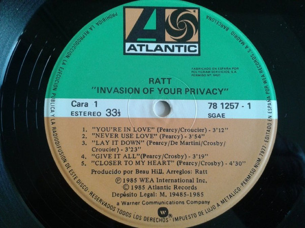 Ratt - Invasion Of Your Privacy | Atlantic (78 1257-1) - 4