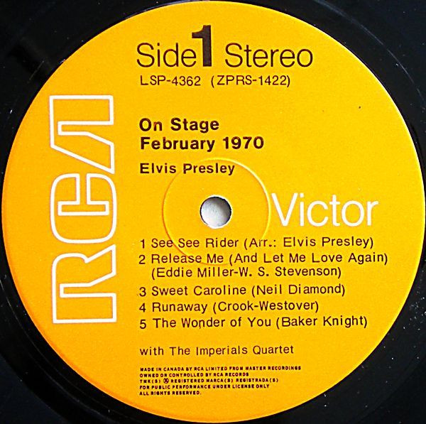 Elvis Presley - On Stage (February, 1970) | RCA Victor (LSP-4362) - 3 Elvis Presley - On Stage (February, 1970) | RCA Victor (LSP-4362) - 3