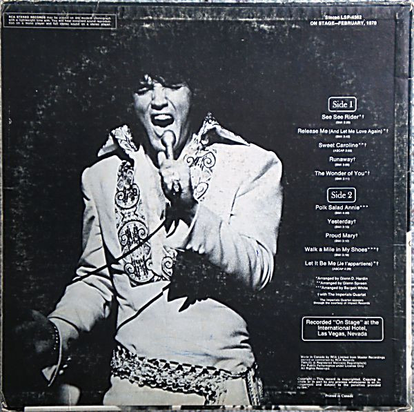 Elvis Presley - On Stage (February, 1970) | RCA Victor (LSP-4362) - 2 Elvis Presley - On Stage (February, 1970) | RCA Victor (LSP-4362) - 2