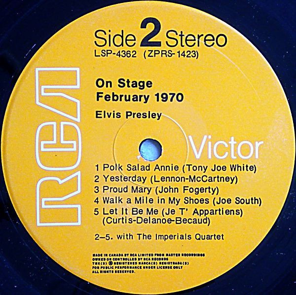 Elvis Presley - On Stage (February, 1970) | RCA Victor (LSP-4362) - 4 Elvis Presley - On Stage (February, 1970) | RCA Victor (LSP-4362) - 4