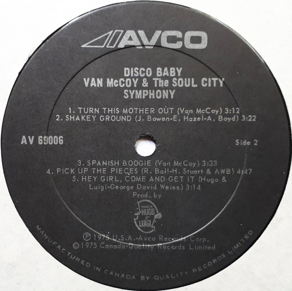 Van McCoy & The Soul City Symphony - Disco Baby | Avco (AV-69006) - 3