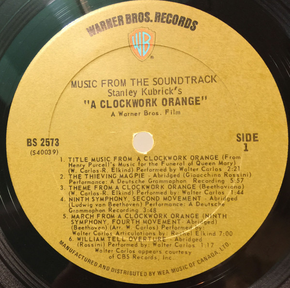 Various - Stanley Kubrick's A Clockwork Orange | Warner Bros. Records (BS 2573) - 2